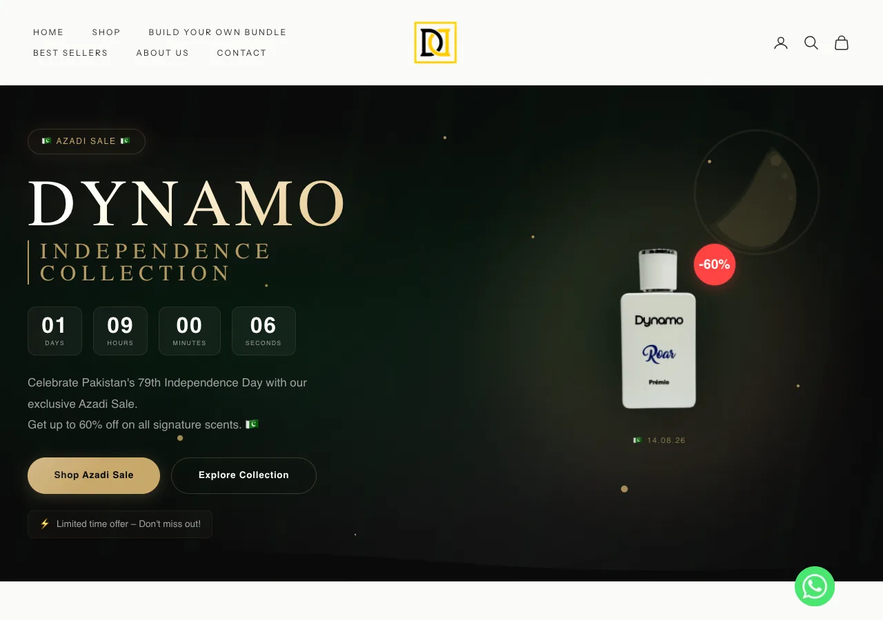 DYNAMO Perfumes website screenshot